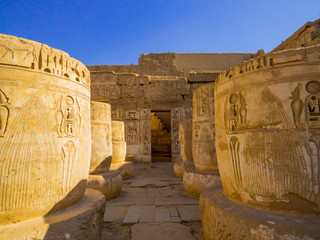 Pillars bases in the Medinet Habu Temple in Luxor, Egypt