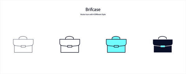 Briefcase Vector Icon with 4 Different Style