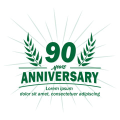 90 years logo design. Ninety years anniversary vector and illustration.