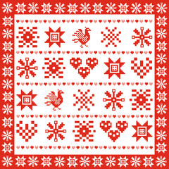 Christmas winter vector seamless red pattern - 306745744