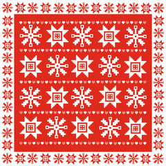 Christmas winter vector seamless red pattern - 306745967