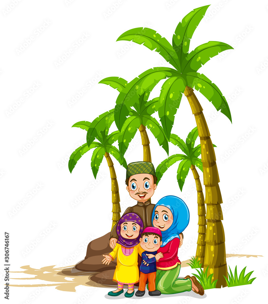 Canvas Prints muslim family under the tree