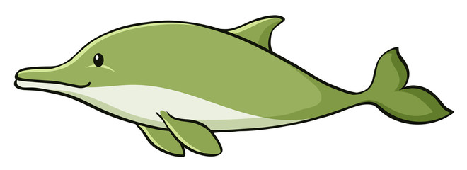 Green dolphin on white background