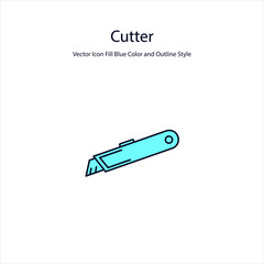 Cutter Vector Icon Fill Blue Color and Outline Style