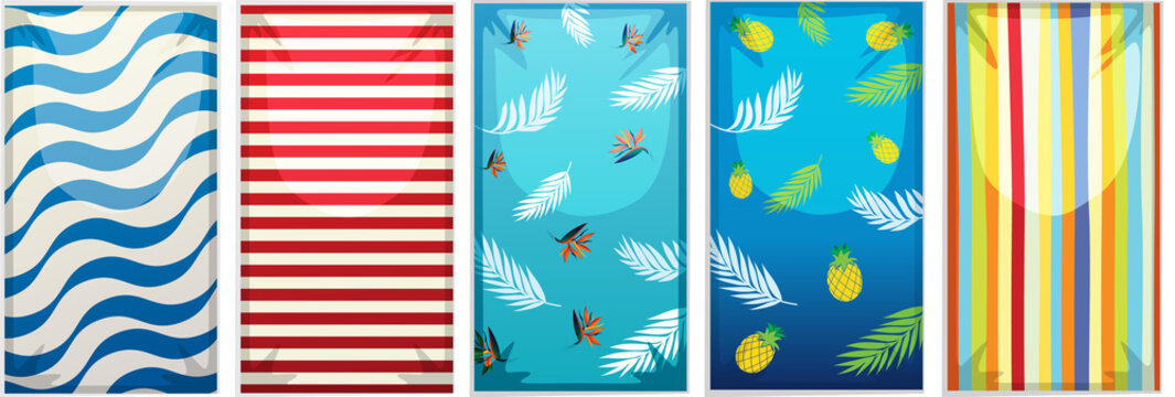 Different designs of beach towels