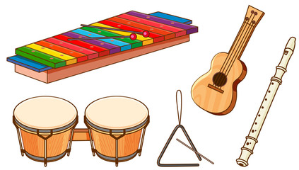 Naklejka premium Isolated set of instruments on white background