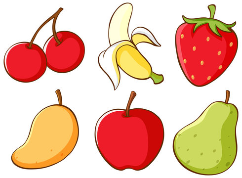 Isolated set of fruits