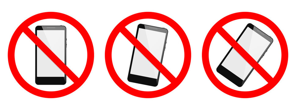 No phone, no smartphone sign on white background