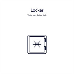 Locker Vector Icon Outline Style