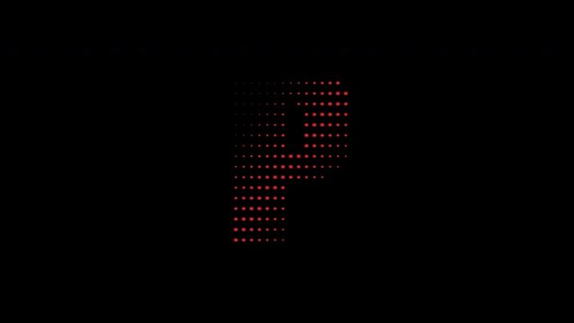 Capital ABC letter "P" made of red lights with alpha channel