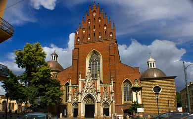 Dominican Church in Krakow, Poland, Europe. Christian catholic church. European sights