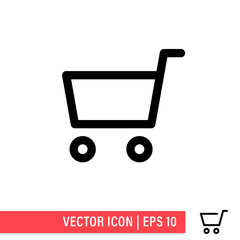 Shopping cart vector icon. E-commerce symbol. Supermarket trolley linear pictogram.