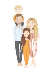 Painted family couple with a child.