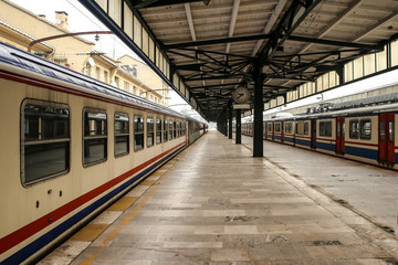 Fototapeta na wymiar Empty, abandoned train station. 
