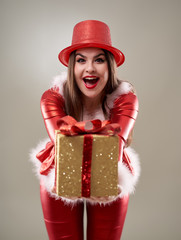 Santa girl with presents to give