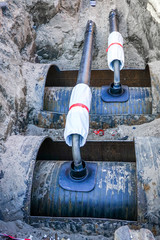 replacement of underground district heating pipes on city street