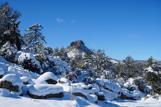 The Beauty Of Thumb Butte After An Early Season Snow In North Central Arizona