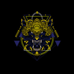 king wolf geometric tshirt design template