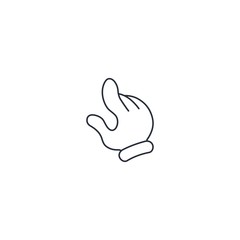 Hand. Finger pointer. Vector linear icon on a white background.