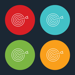 Very Useful Target Line Icon On Four Color Round Options.