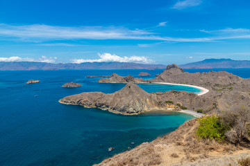 Left side coast from top view of  Padar Island. Komodo National Park, Labuan Bajo, Flores, Indonesia