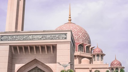PUTRAJAYA, MALAYSIA - 12TH DECEMBER 2018; Putra Mosque, a principal mosque of Putrajaya, Malaysia. Construction of the mosque began in 1997 and was completed two years later.