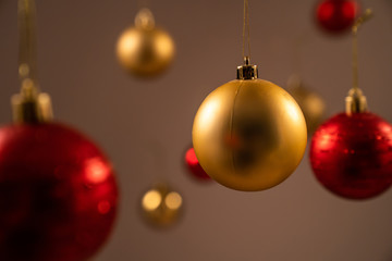 Yellow and red christmas balls