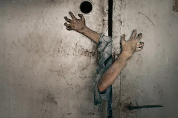 Fotobehang Zombie hands sticking out of the elevator door © Nomad_Soul