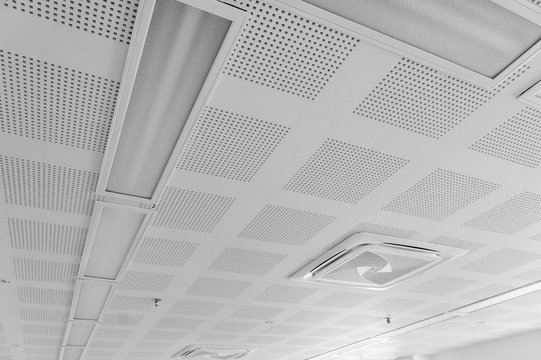 Acoustic Ceiling With Lighting And Air Condition