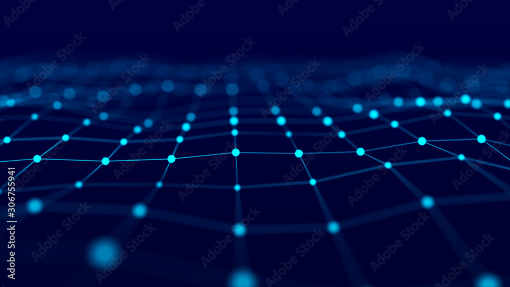 Poster Network connection structure. Abstract technology grid background. Big data digital background. 3d rendering.