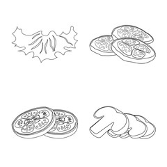 Vector design of burger and sandwich symbol. Collection of burger and slice vector icon for stock.