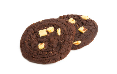 chocolate american cookies with white chocolate isolated