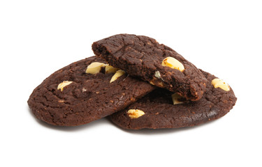 chocolate american cookies with white chocolate isolated