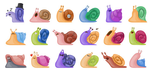 Animal of snail vector set icon.Illustration of isolated cartoon icon slow animal. Vector illustration set snail on white background . © Svitlana