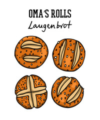 Hand drawn German bread
