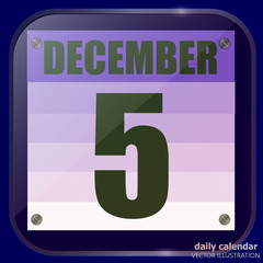 December 5 icon. Calendar date for planning important day. Banner for holidays and special days. Fifth of december. Vector Illustration.