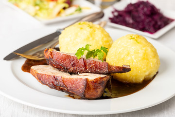 bavarian roasted pork with dumplings