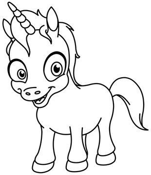 Outlined smiling unicorn