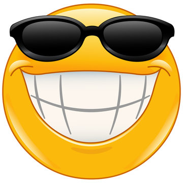 Sunglasses emoticon with big smile