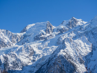 Fototapeta na wymiar Amazing landscape at the perennial glaciers of the Mont Blanc on the French side