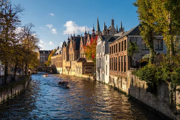 Wall murals buildings along the river in brugge