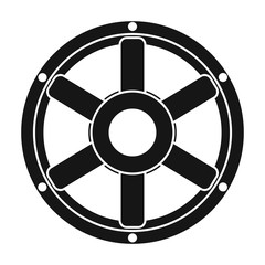 Obraz premium Wheel of cart vector icon.Black vector icon isolated on white background wheel of cart.