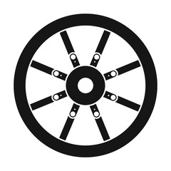 Obraz premium Wheel of cart vector icon.Black vector icon isolated on white background wheel of cart.