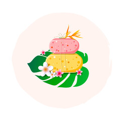 Soap and shampoo bars. Cosmetics and spa industry illustration. Isolated vector eps 10 illustration for card, poster, banner.