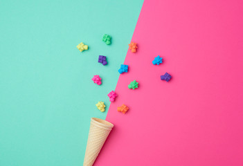 cone-shaped waffle cup on a colored background