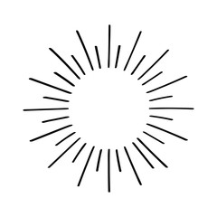 Hand drawn cartoon water explosion doodle. Diferent rays. Vector illustration