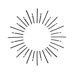 Hand drawn cartoon water explosion doodle. Diferent rays. Vector illustration