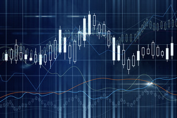 Digital screen with forex charts