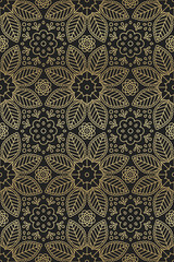 Floral and leaf seamless pattern in Oriental motifs