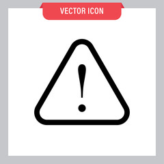 Attention icon, danger symbol vector. Triangle sign with exclamation mark.